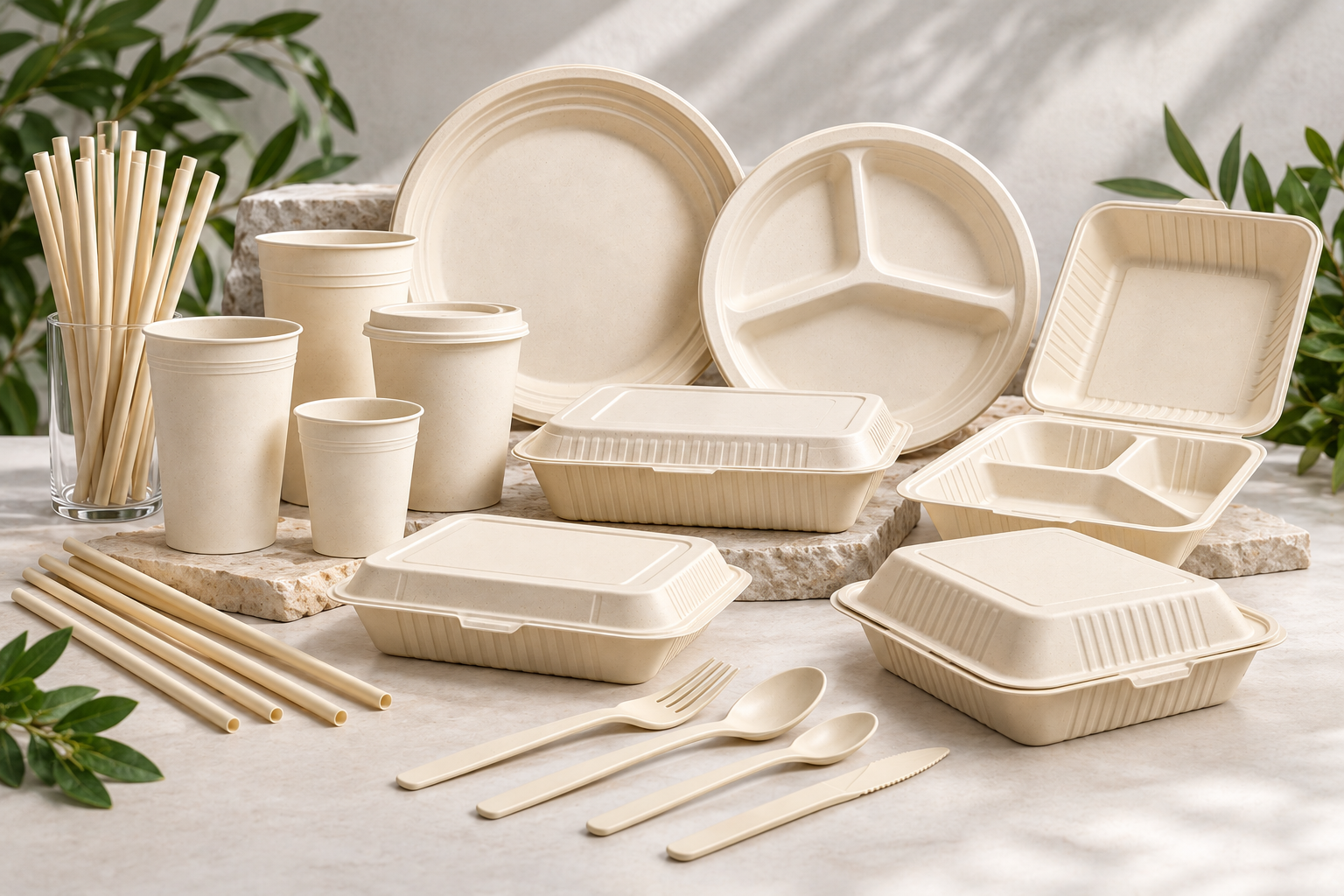Algae-based serviceware including cups, trays, plates, straws and cutlery